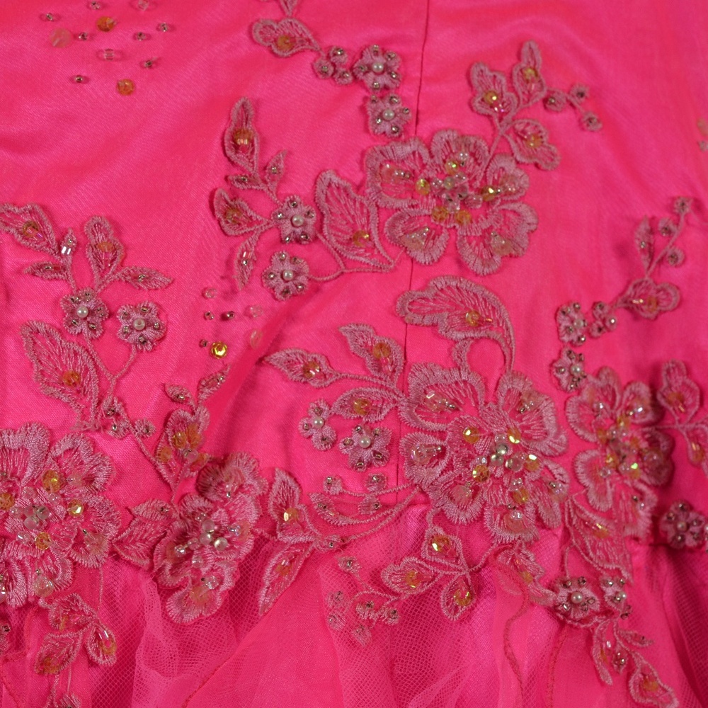 Pink Ruffle Prom Dress SZ 8 - Picture 3 of 12